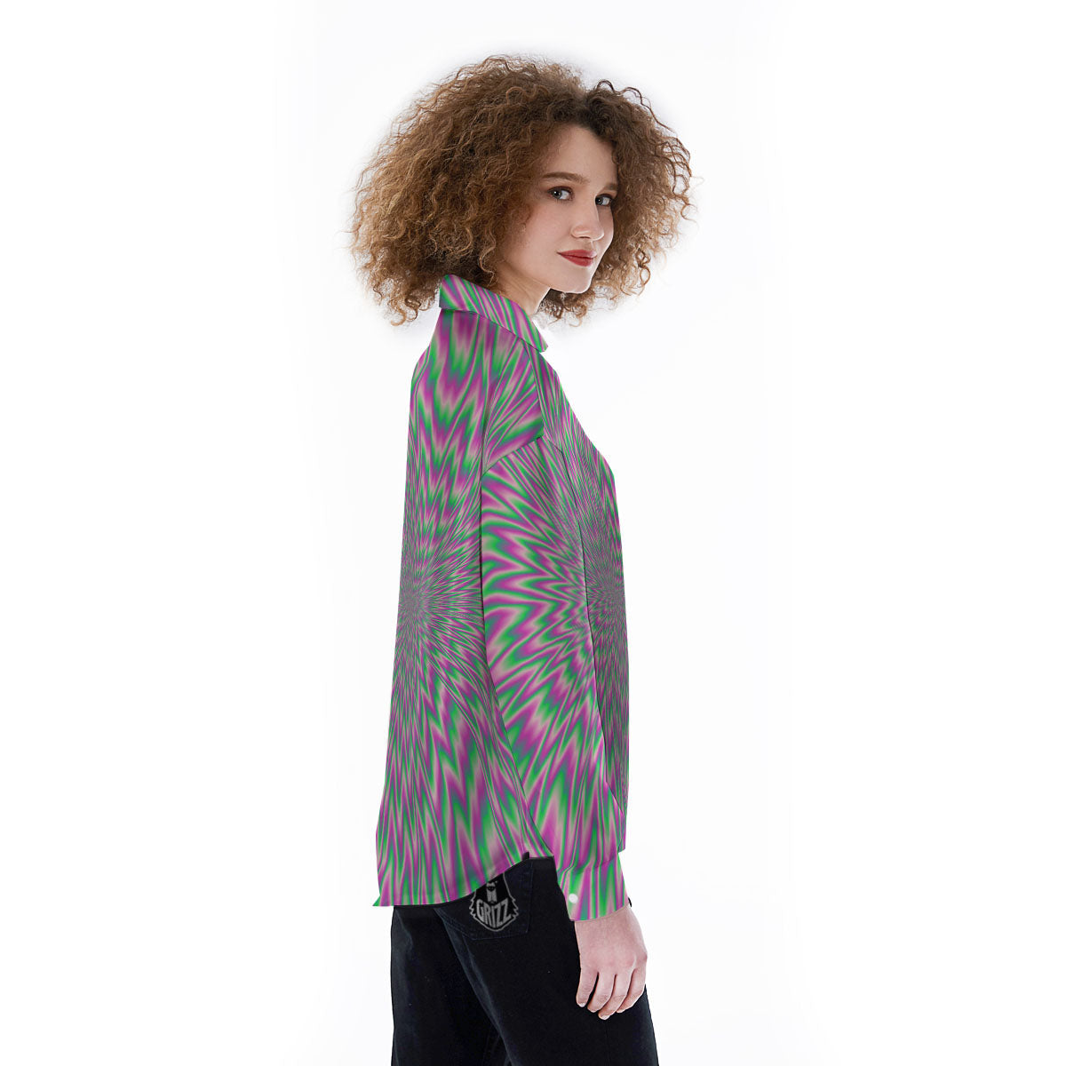 Psychedelic Optical Illusion Twinkle Women's Long Sleeve Shirts-grizzshop