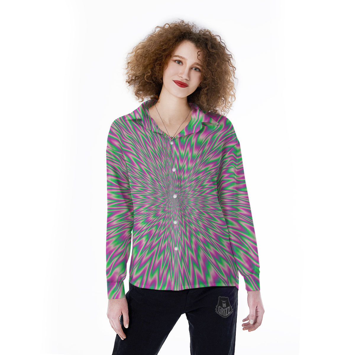 Psychedelic Optical Illusion Twinkle Women's Long Sleeve Shirts-grizzshop