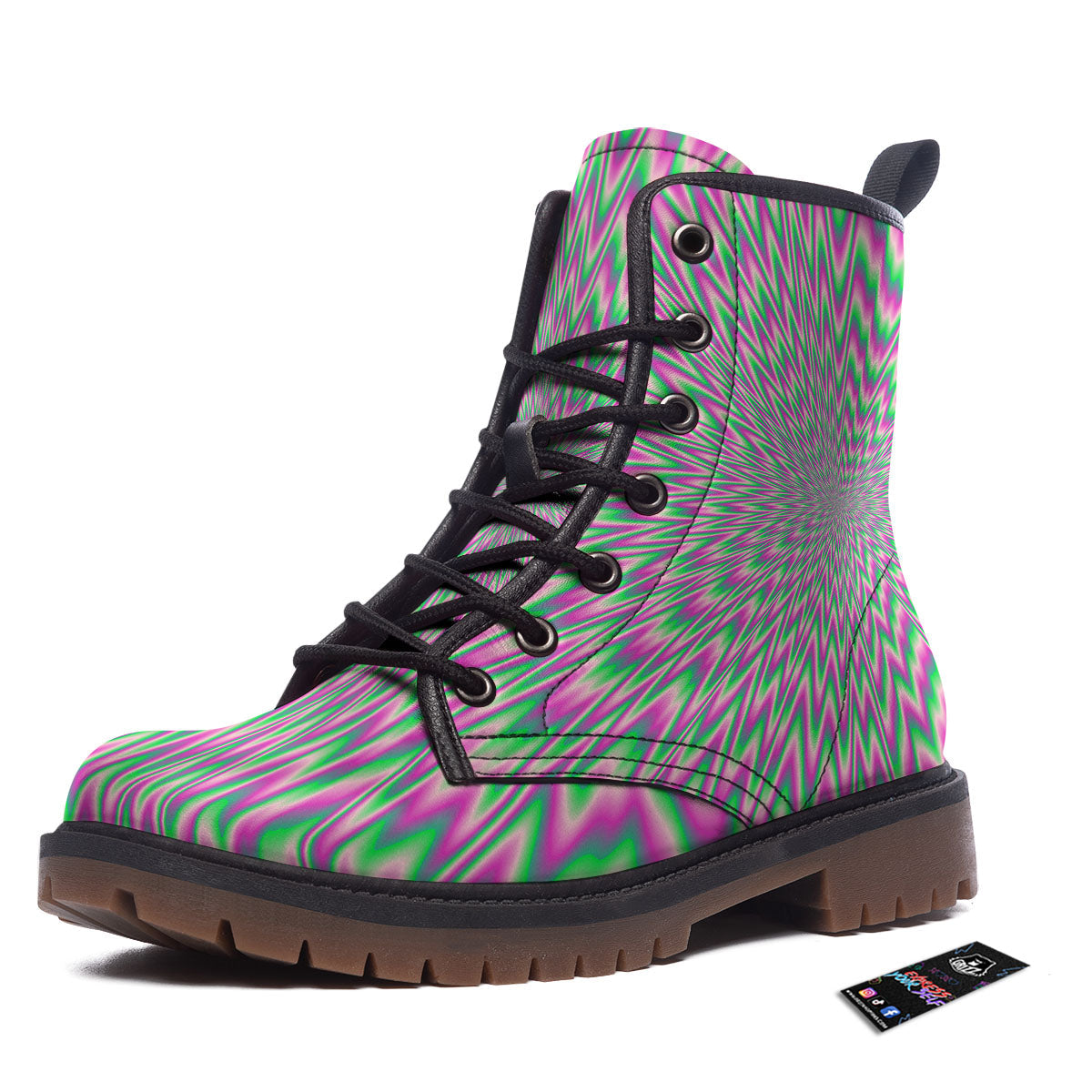 Psychedelic Optical Illusion Twinkle Work Boots-grizzshop