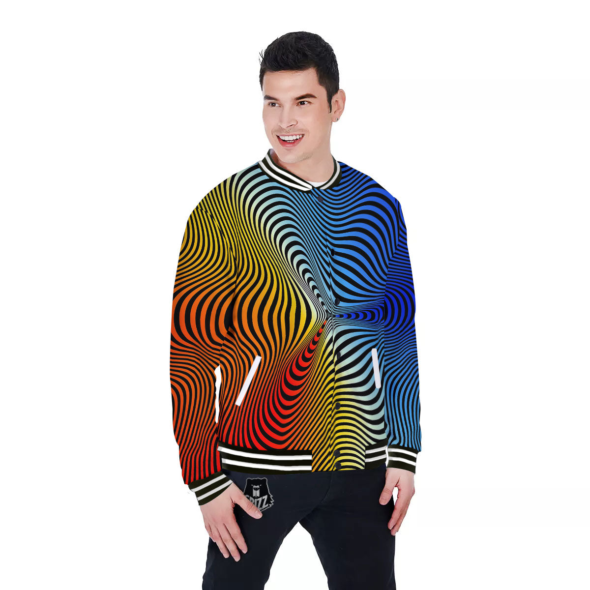 Psychedelic Optical Vibrant Illusion Baseball Jacket-grizzshop