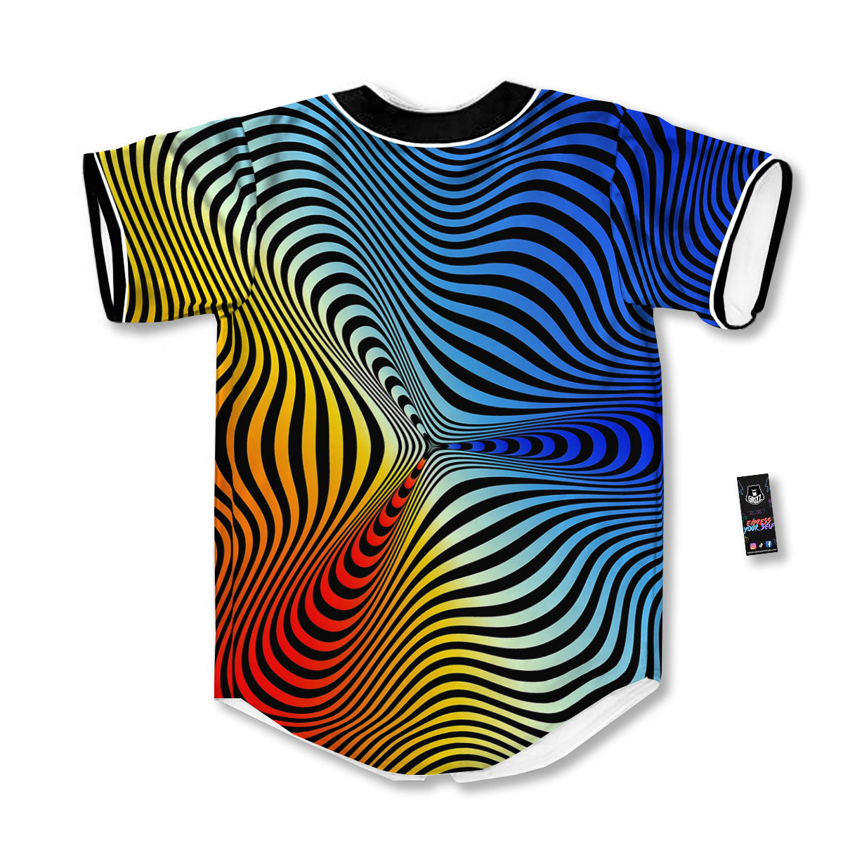 Psychedelic Optical Vibrant Illusion Baseball Jersey-grizzshop