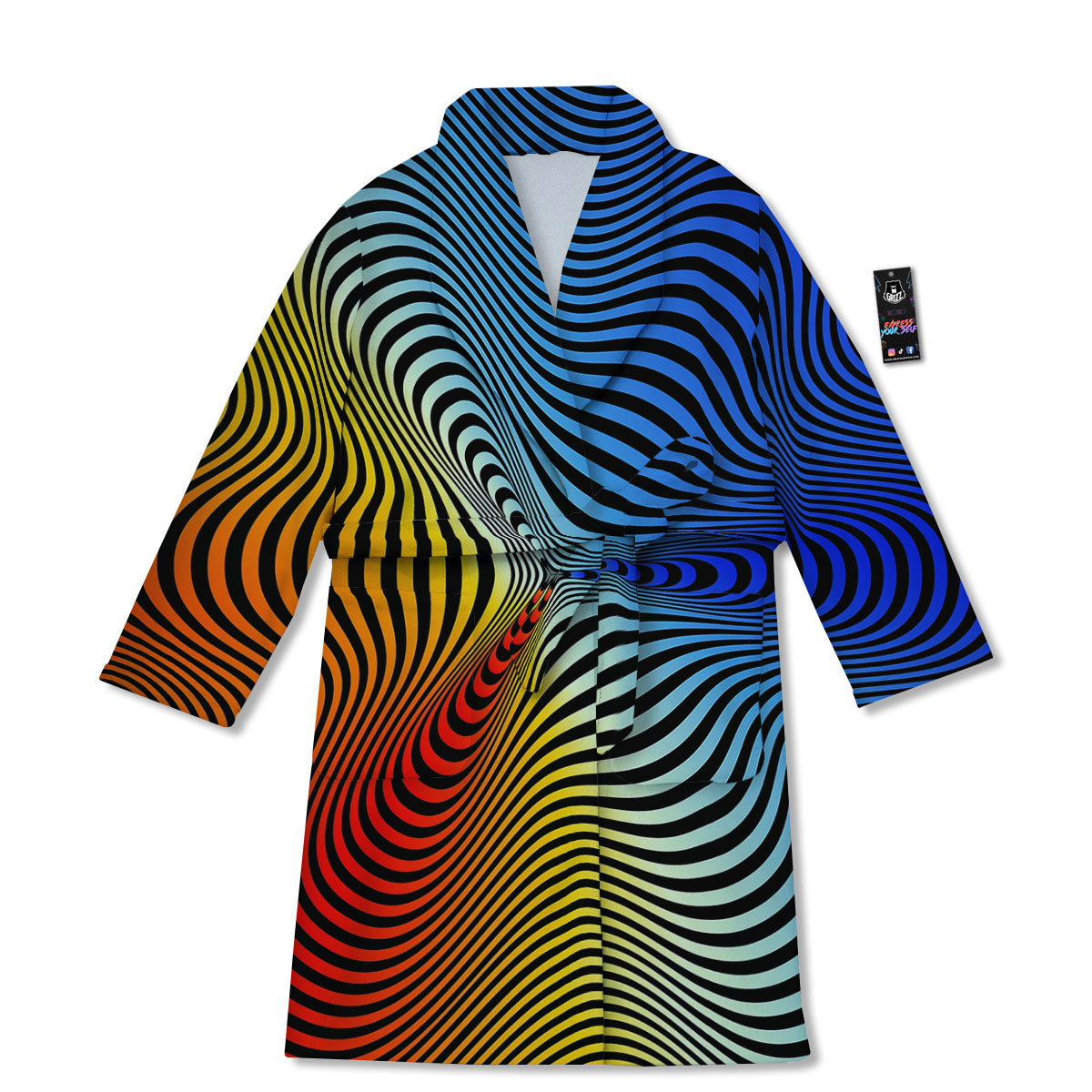 Psychedelic Optical Vibrant Illusion Bathrobe-grizzshop