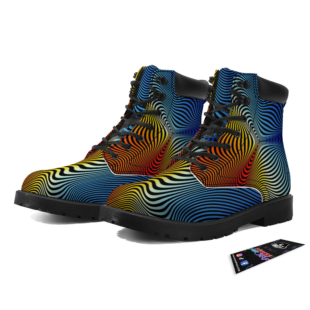Psychedelic Optical Vibrant Illusion Boots-grizzshop