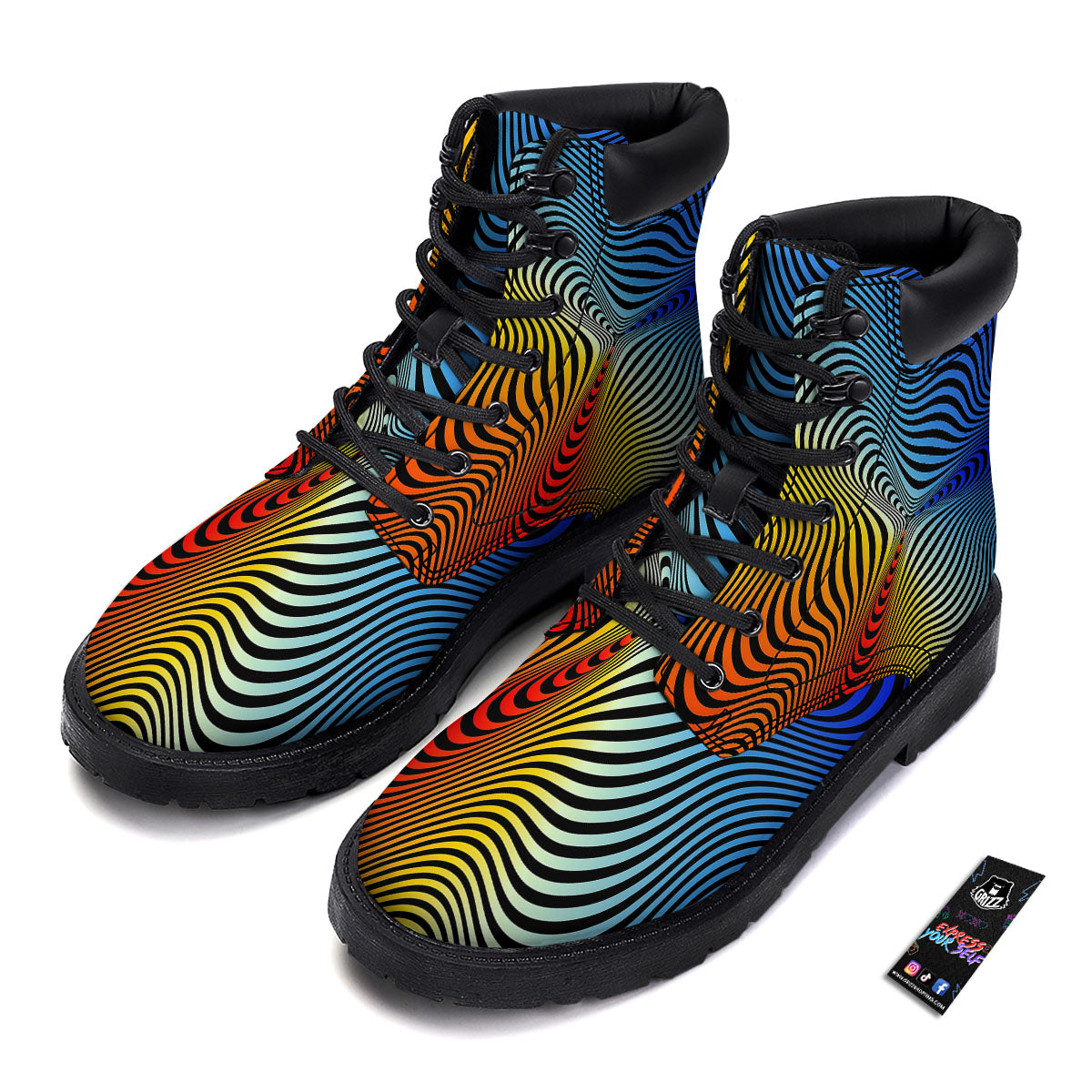 Psychedelic Optical Vibrant Illusion Boots-grizzshop