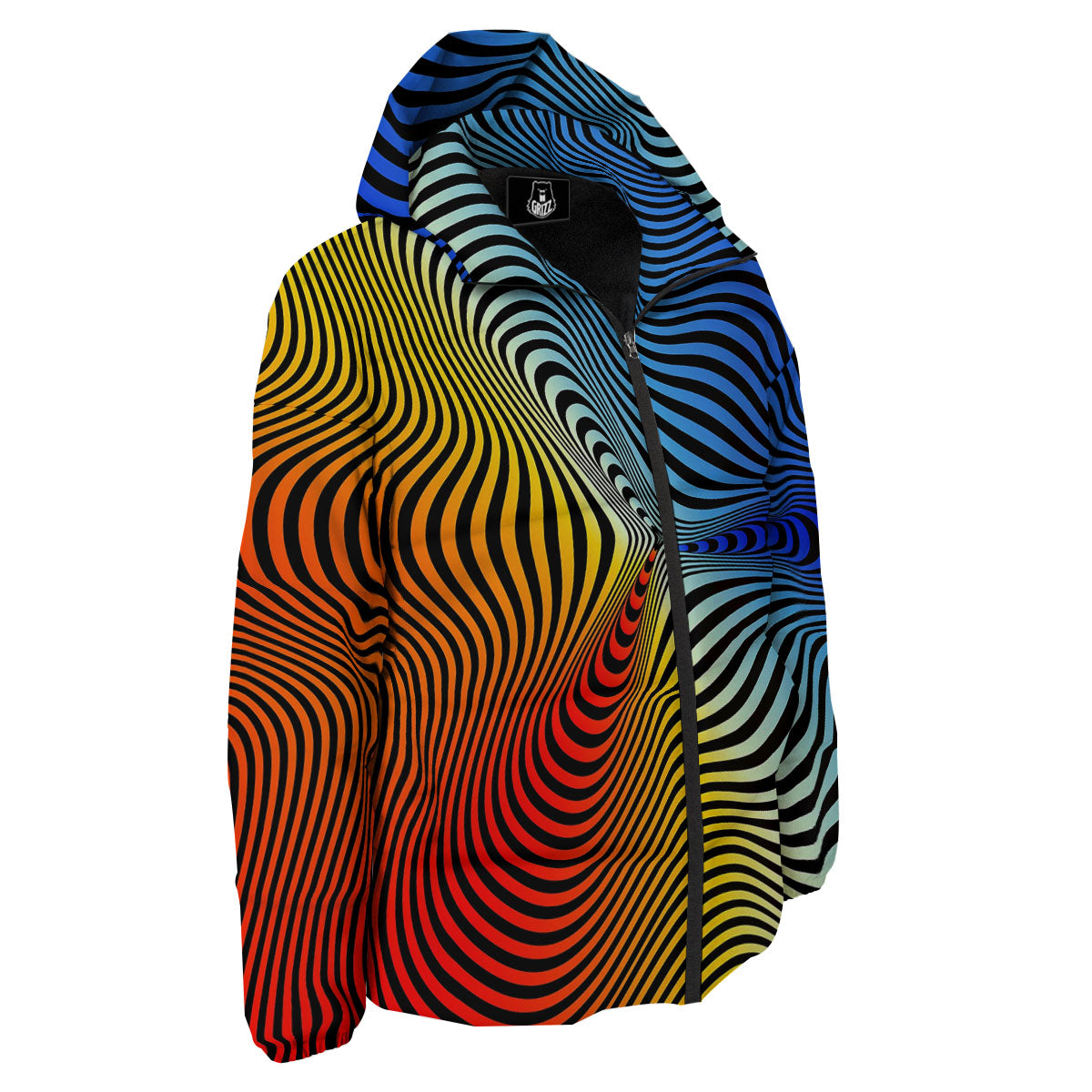 Psychedelic Optical Vibrant Illusion Down Jacket-grizzshop
