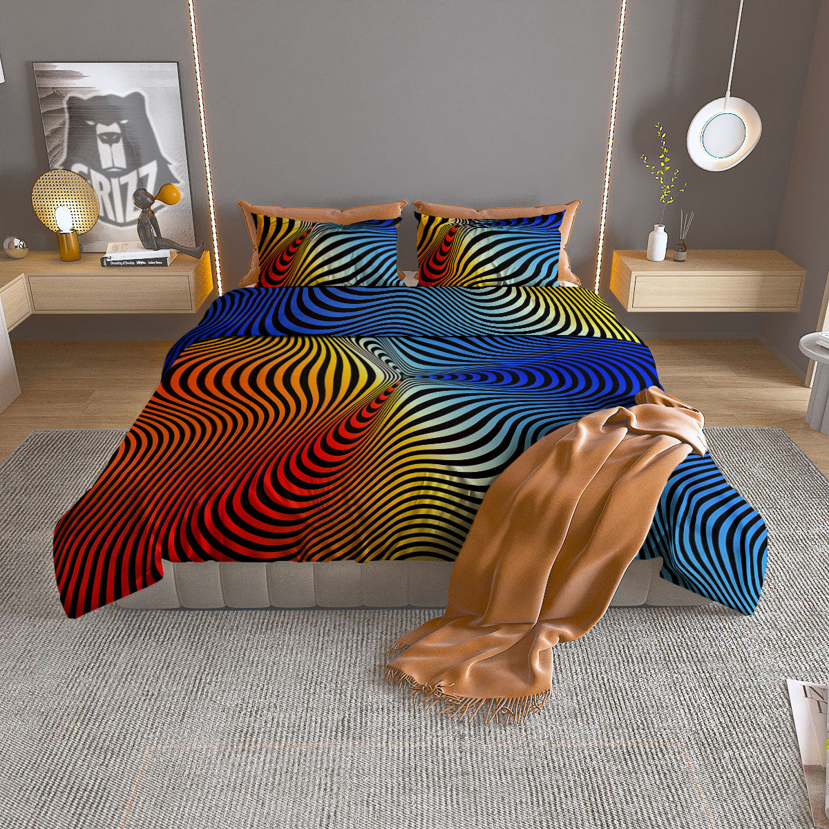 Psychedelic Optical Vibrant Illusion Duvet Cover Bedding Set