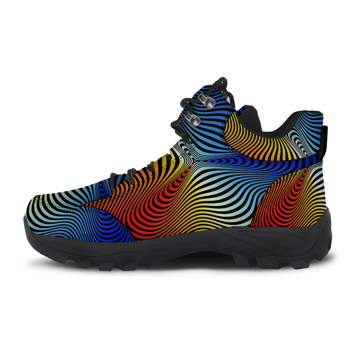 Psychedelic Optical Vibrant Illusion Hiking Shoes-grizzshop