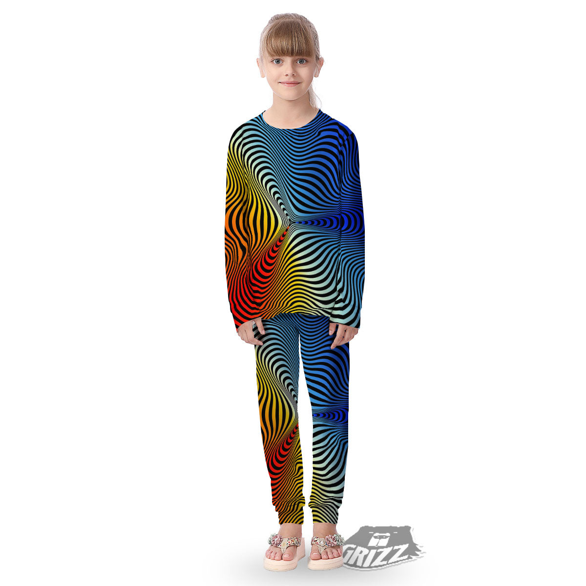 Psychedelic Optical Vibrant Illusion Kid's Pajamas-grizzshop