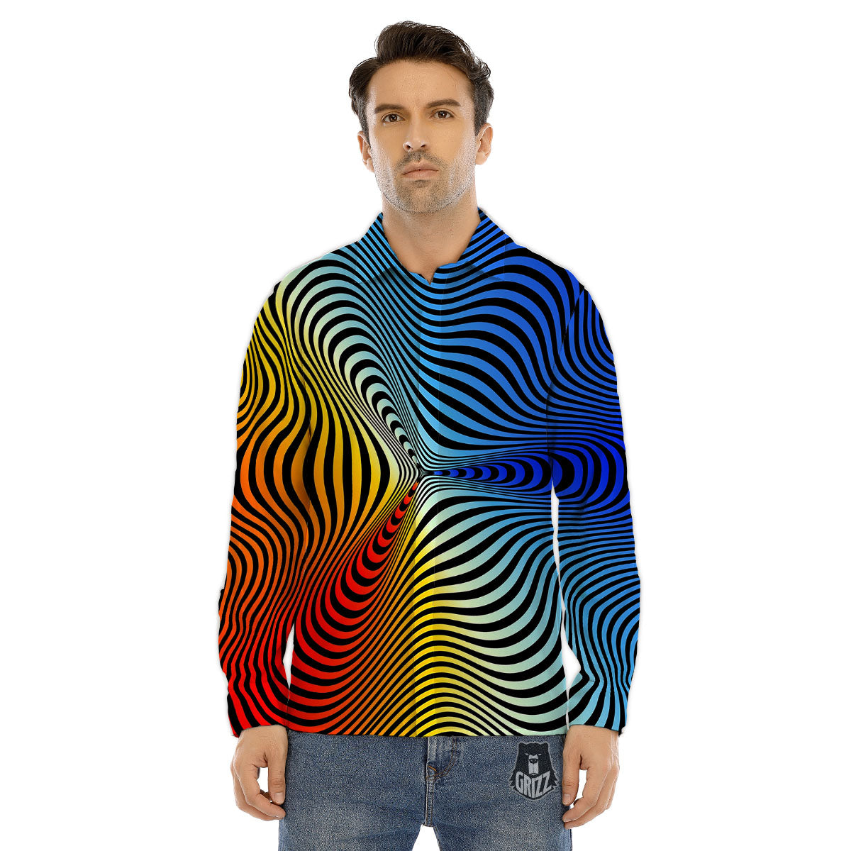 Psychedelic Optical Vibrant Illusion Men's Dress Shirts-grizzshop
