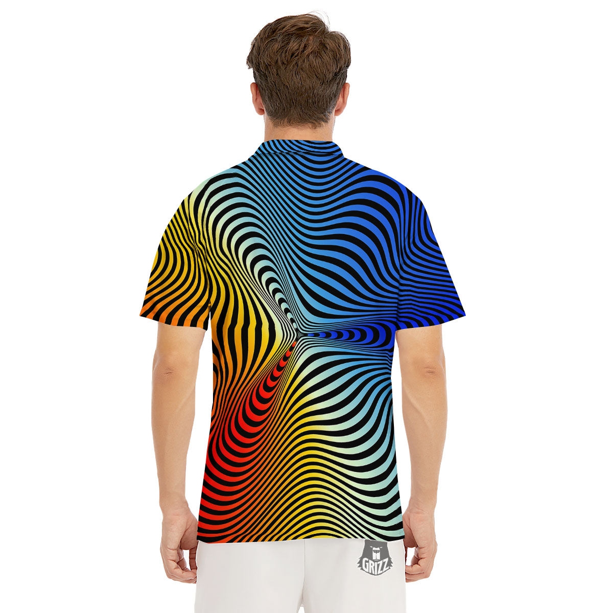 Psychedelic Optical Vibrant Illusion Men's Golf Shirts-grizzshop