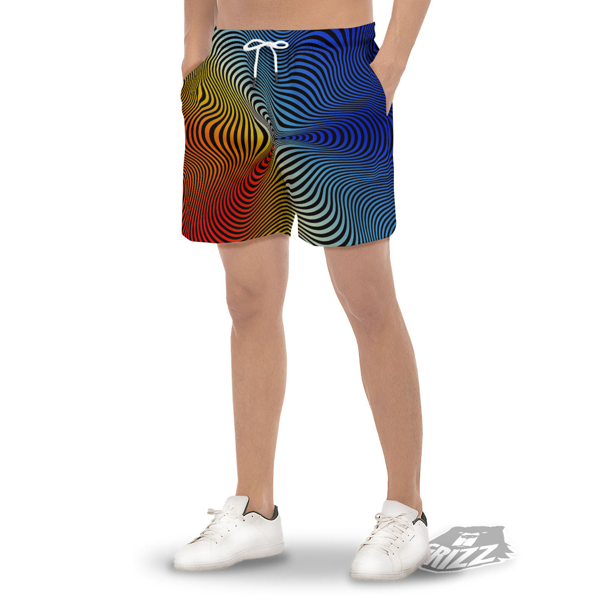 Psychedelic Optical Vibrant Illusion Men's Gym Shorts-grizzshop