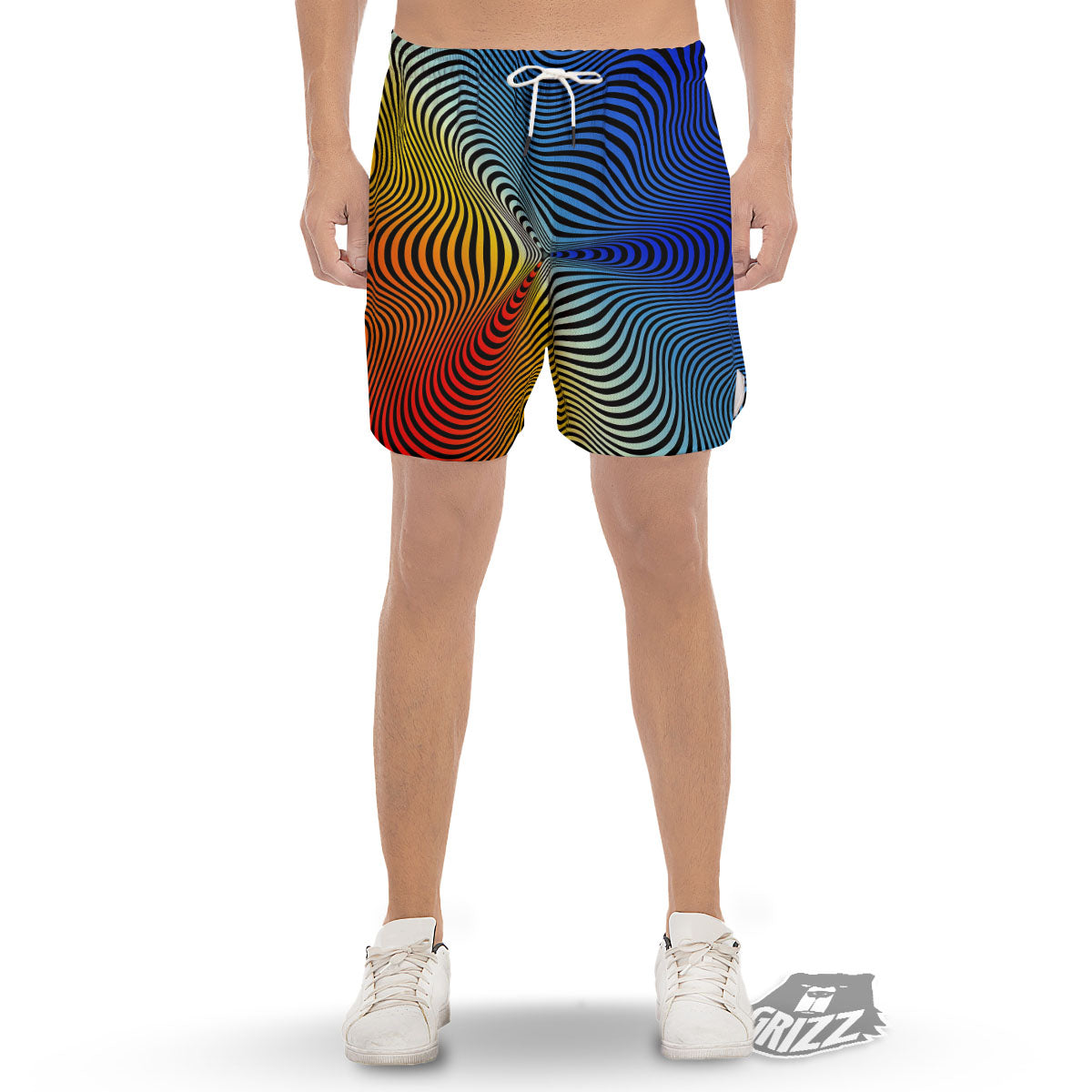 Psychedelic Optical Vibrant Illusion Men's Gym Shorts-grizzshop