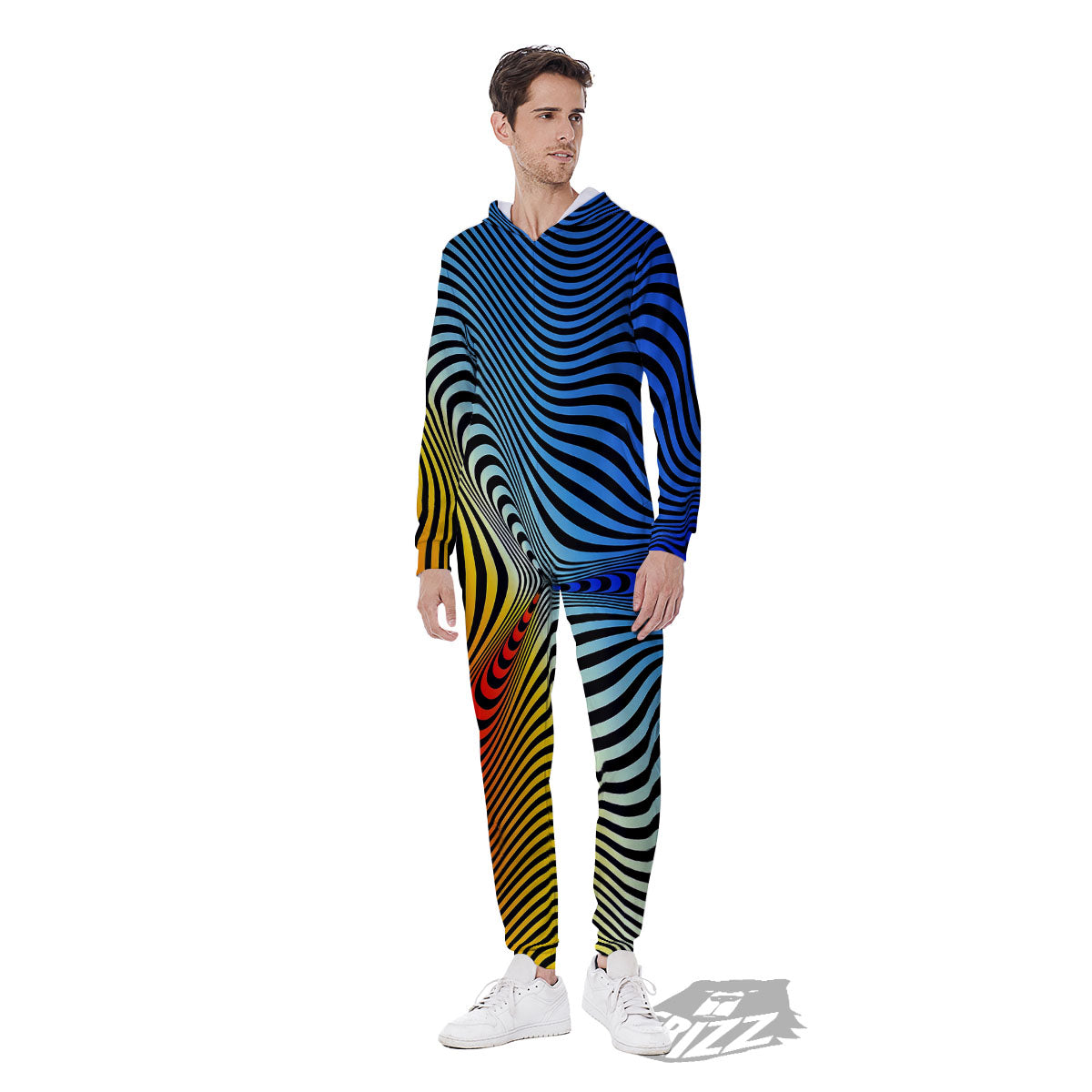 Psychedelic Optical Vibrant Illusion Men's Jumpsuit-grizzshop