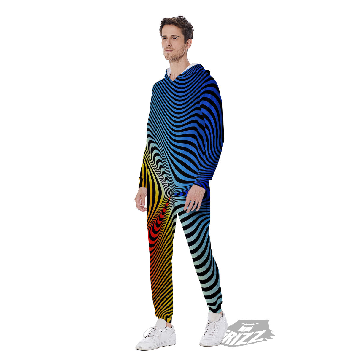 Psychedelic Optical Vibrant Illusion Men's Jumpsuit-grizzshop
