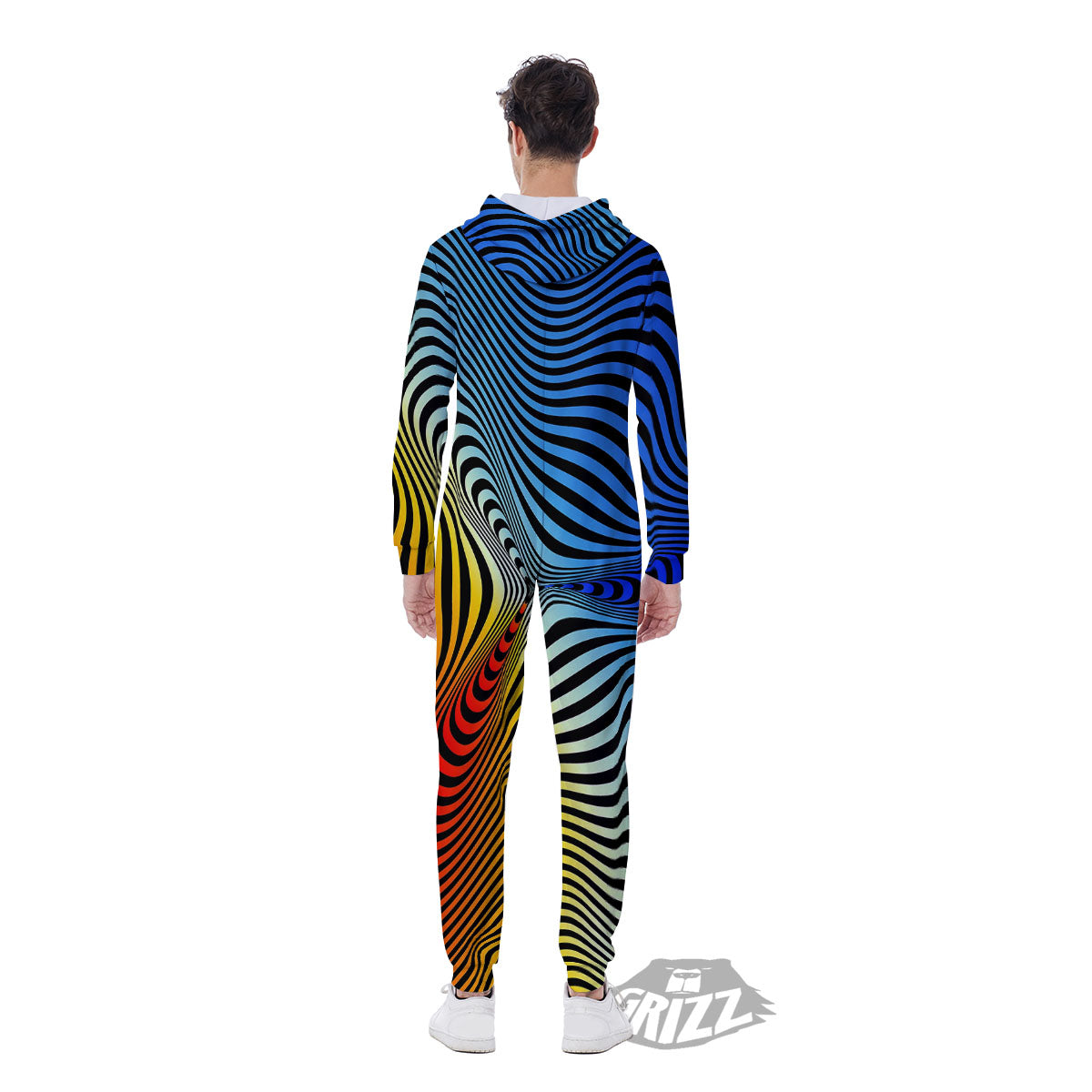 Psychedelic Optical Vibrant Illusion Men's Jumpsuit-grizzshop