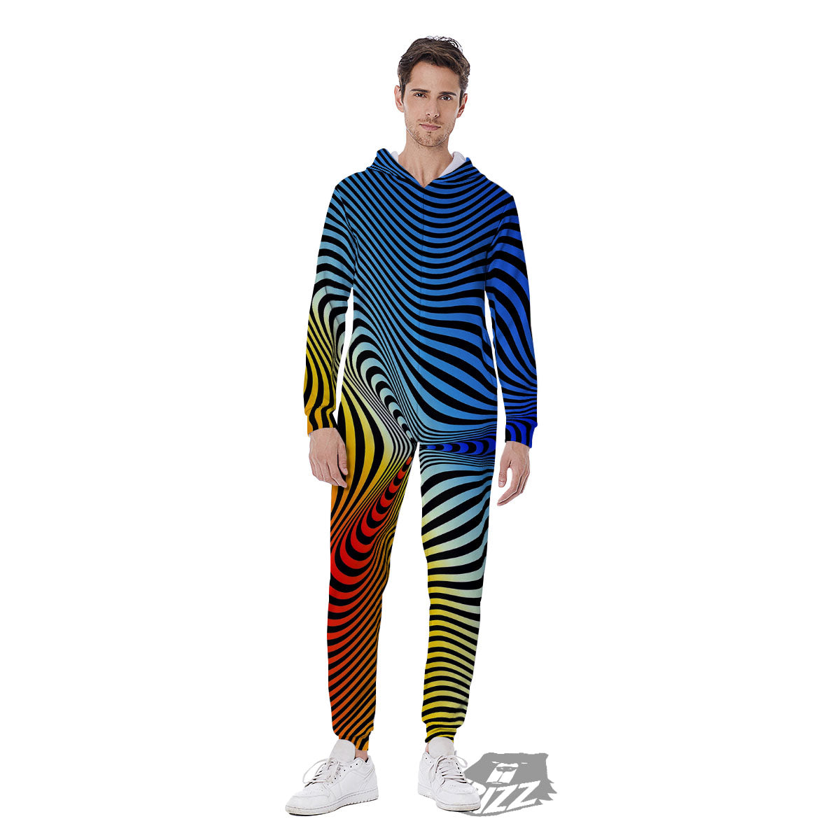 Psychedelic Optical Vibrant Illusion Men's Jumpsuit-grizzshop