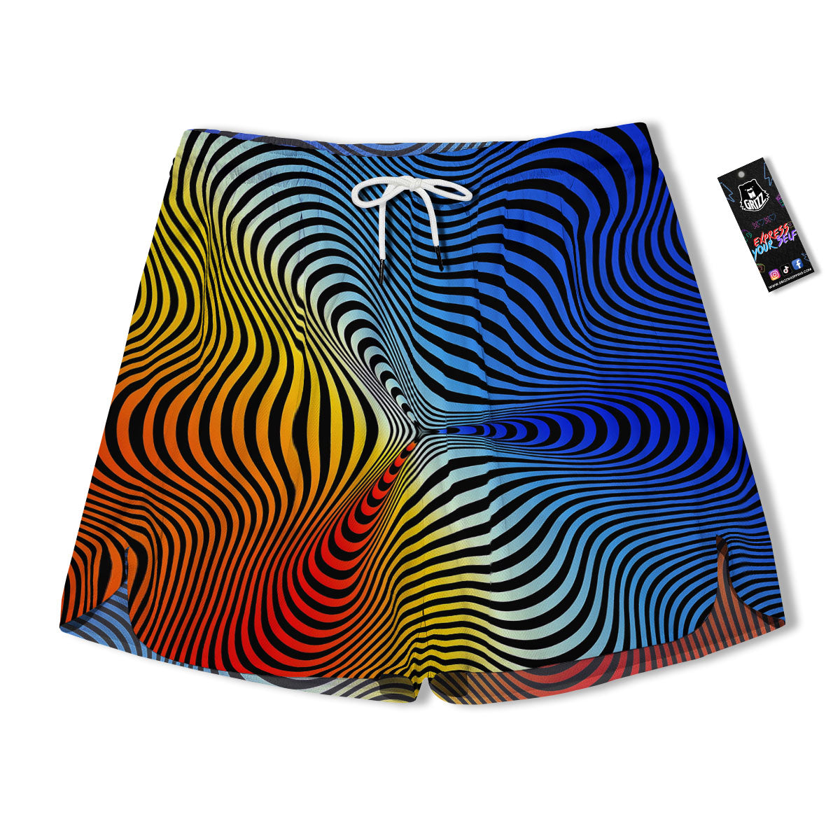 Psychedelic Optical Vibrant Illusion Men's Running Shorts-grizzshop