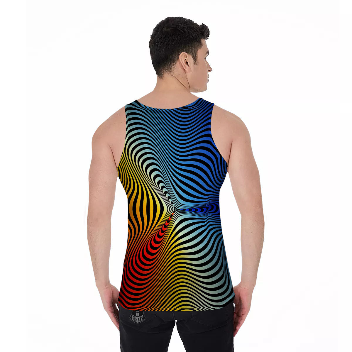 Psychedelic Optical Vibrant Illusion Men's Tank Top-grizzshop