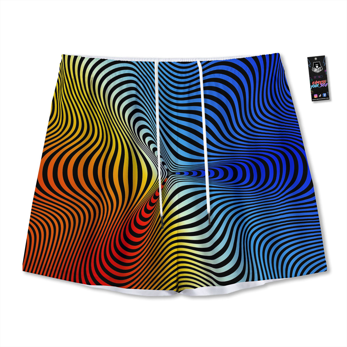 Psychedelic Optical Vibrant Illusion Mesh Shorts