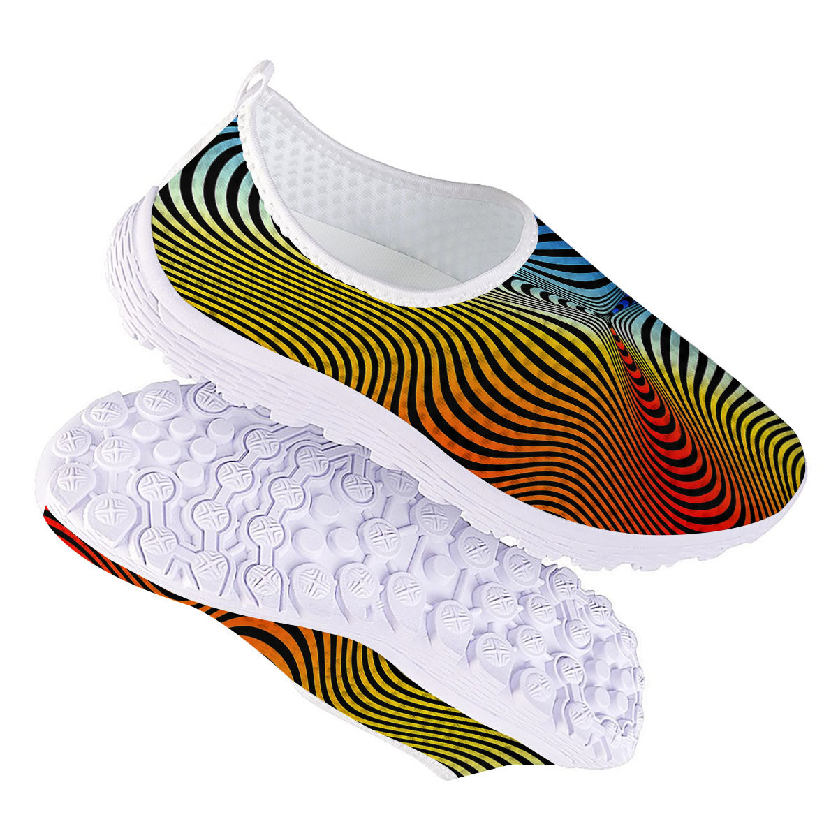Psychedelic Optical Vibrant Illusion Nurse Shoes-grizzshop