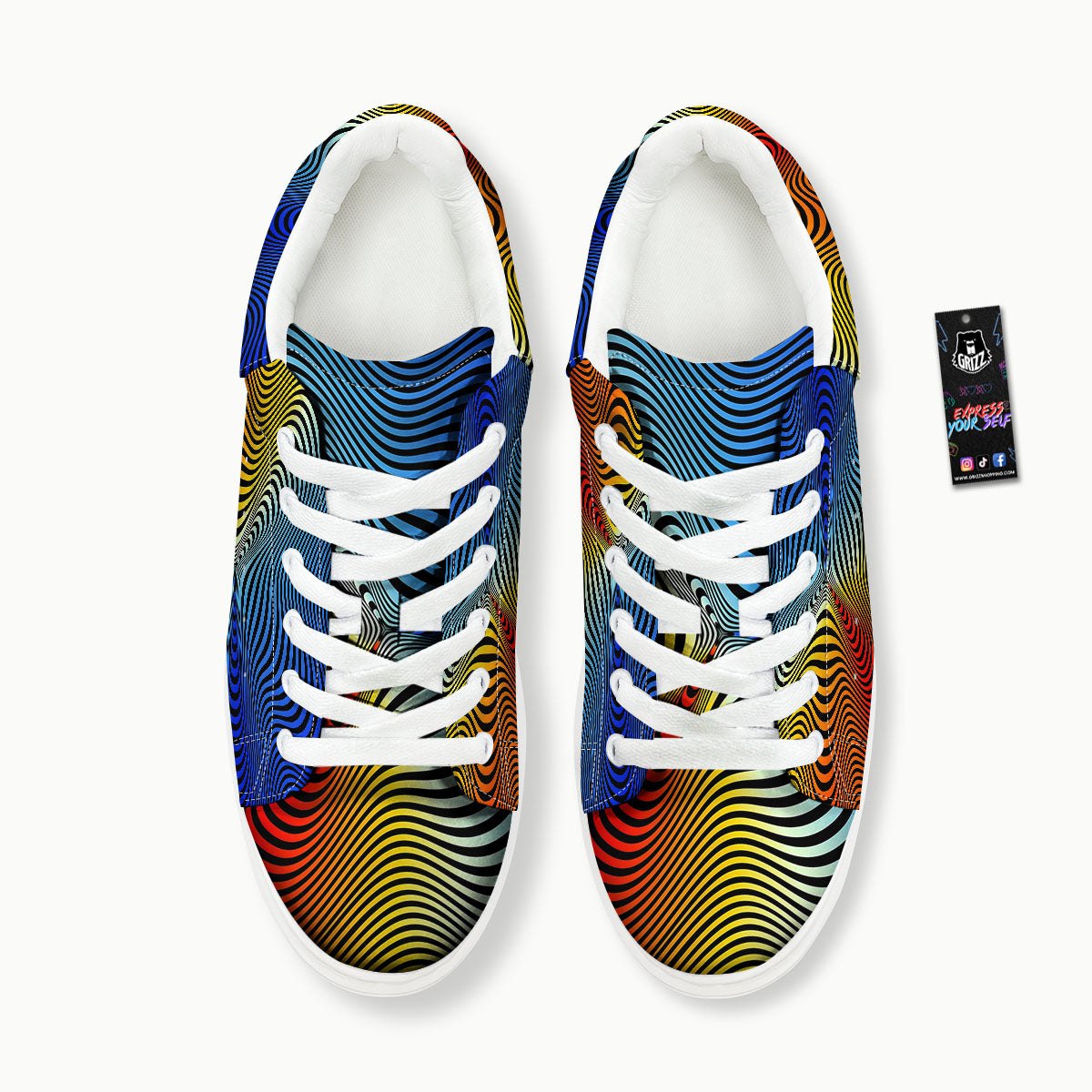 Psychedelic Optical Vibrant Illusion Platform Shoes-grizzshop