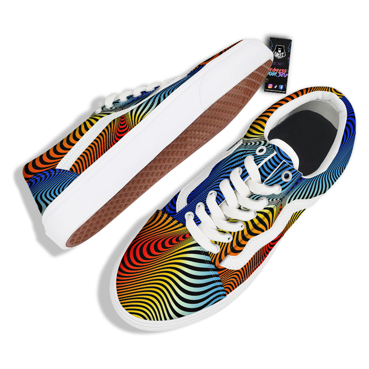 Psychedelic Optical Vibrant Illusion Skate Shoes-grizzshop