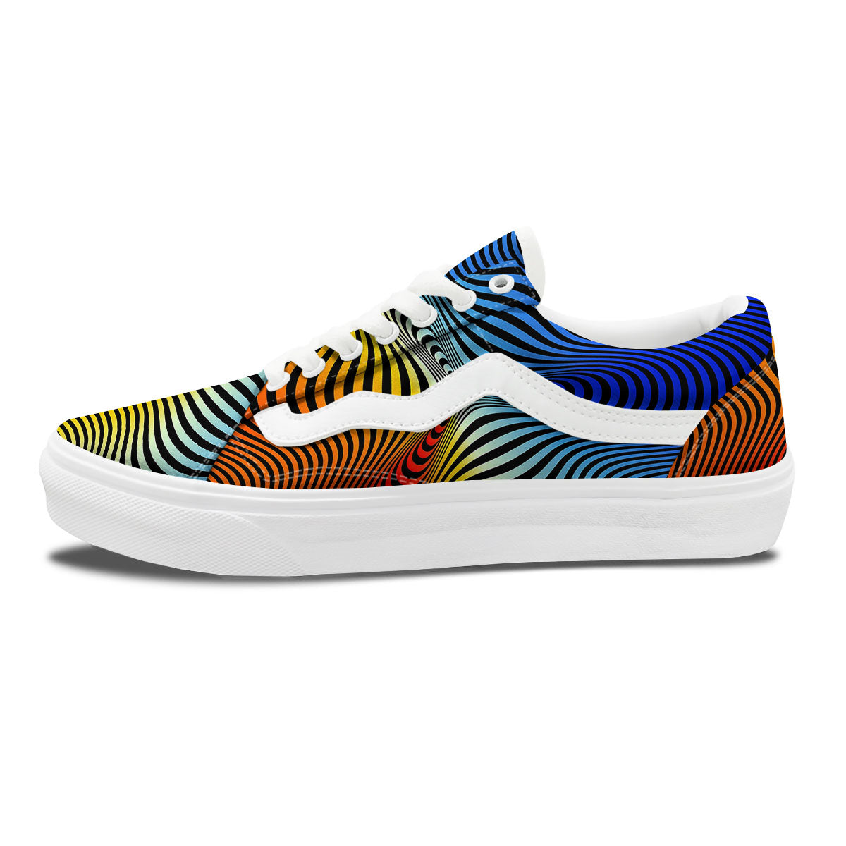 Psychedelic Optical Vibrant Illusion Skate Shoes-grizzshop