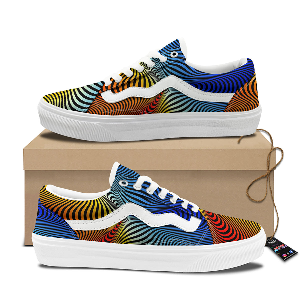 Psychedelic Optical Vibrant Illusion Skate Shoes-grizzshop