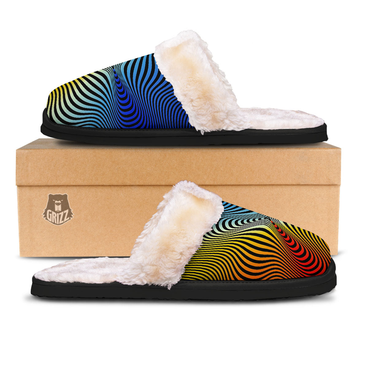 Psychedelic Optical Vibrant Illusion Slippers-grizzshop