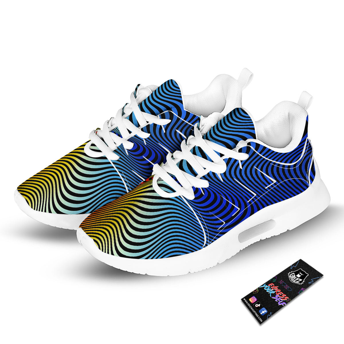 Psychedelic Optical Vibrant Illusion Tennis Shoes-grizzshop