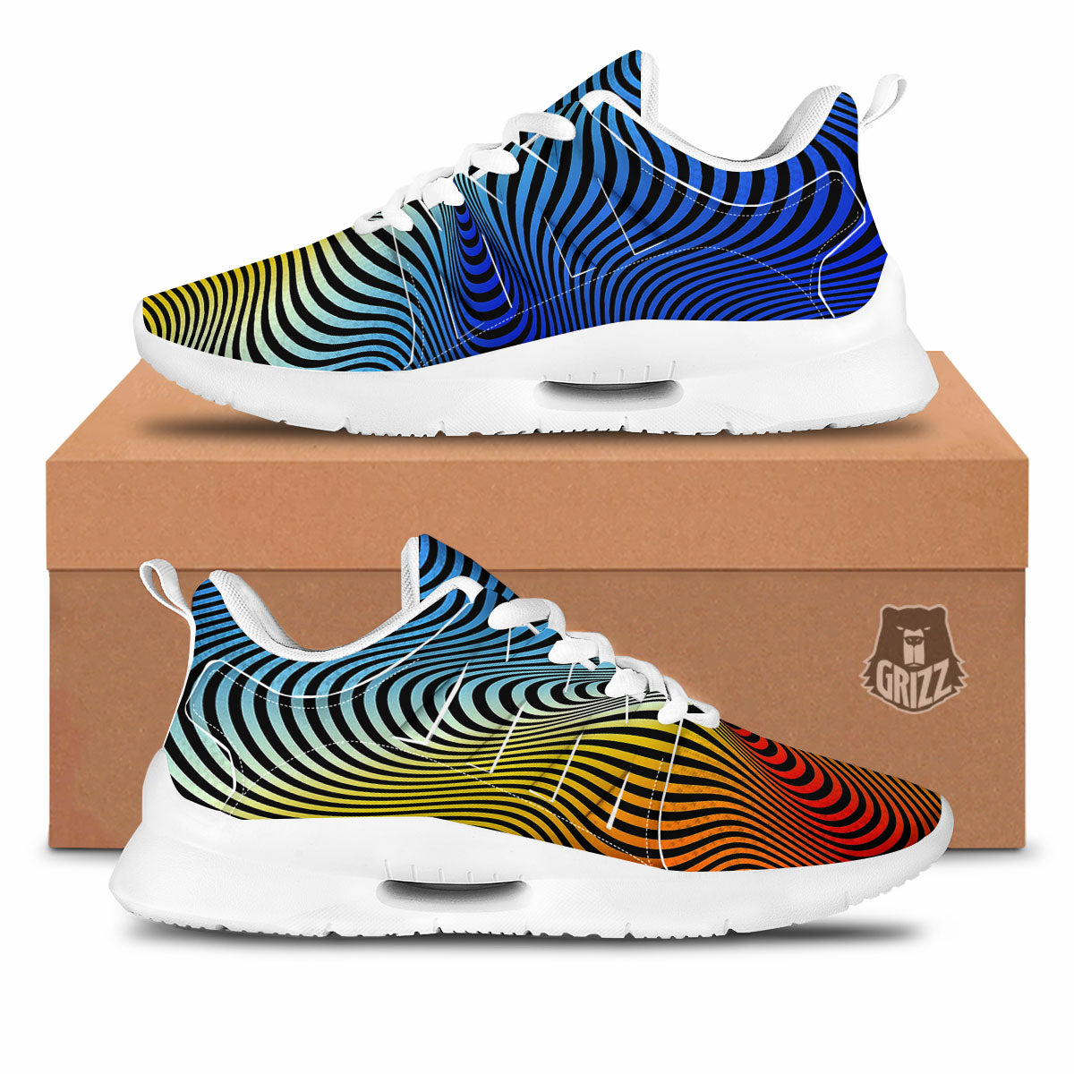 Psychedelic Optical Vibrant Illusion Tennis Shoes-grizzshop