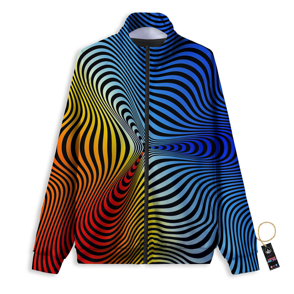 Psychedelic Optical Vibrant Illusion Track Jacket-grizzshop