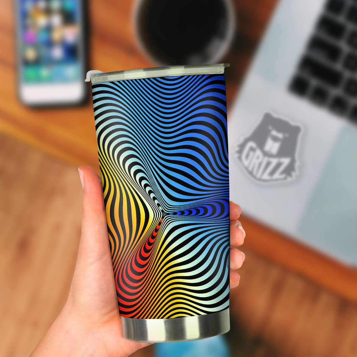 Psychedelic Optical Vibrant Illusion Tumbler-grizzshop