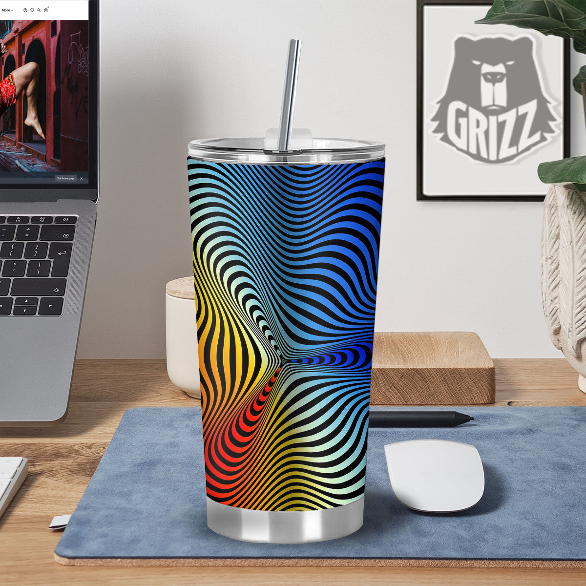 Psychedelic Optical Vibrant Illusion Tumbler-grizzshop