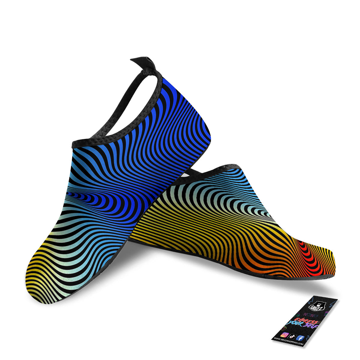 Psychedelic Optical Vibrant Illusion Water Shoes-grizzshop