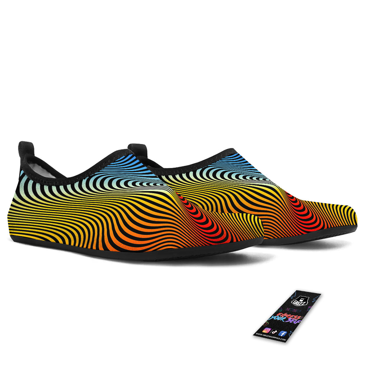 Psychedelic Optical Vibrant Illusion Water Shoes-grizzshop