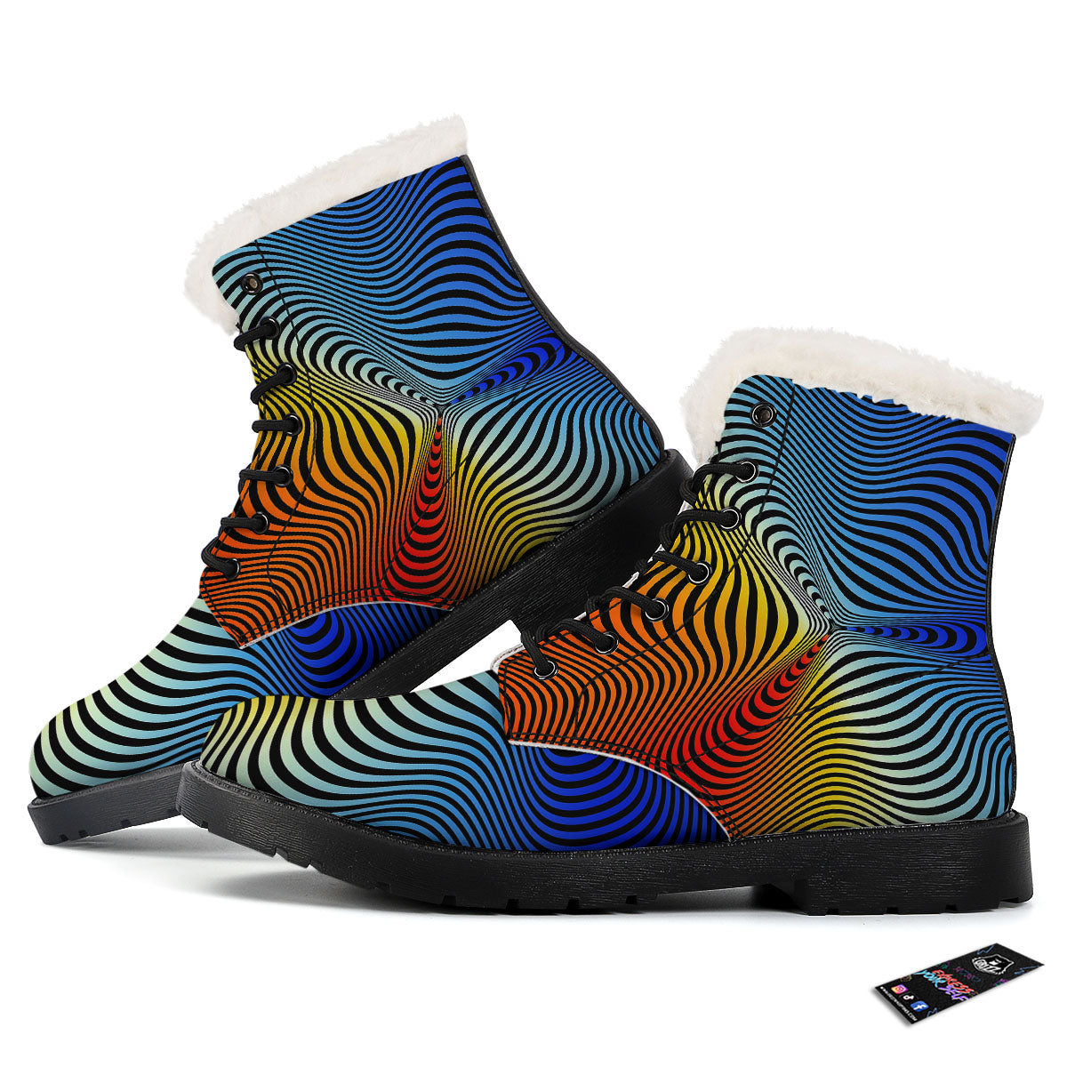 Psychedelic Optical Vibrant Illusion Winter Boots-grizzshop