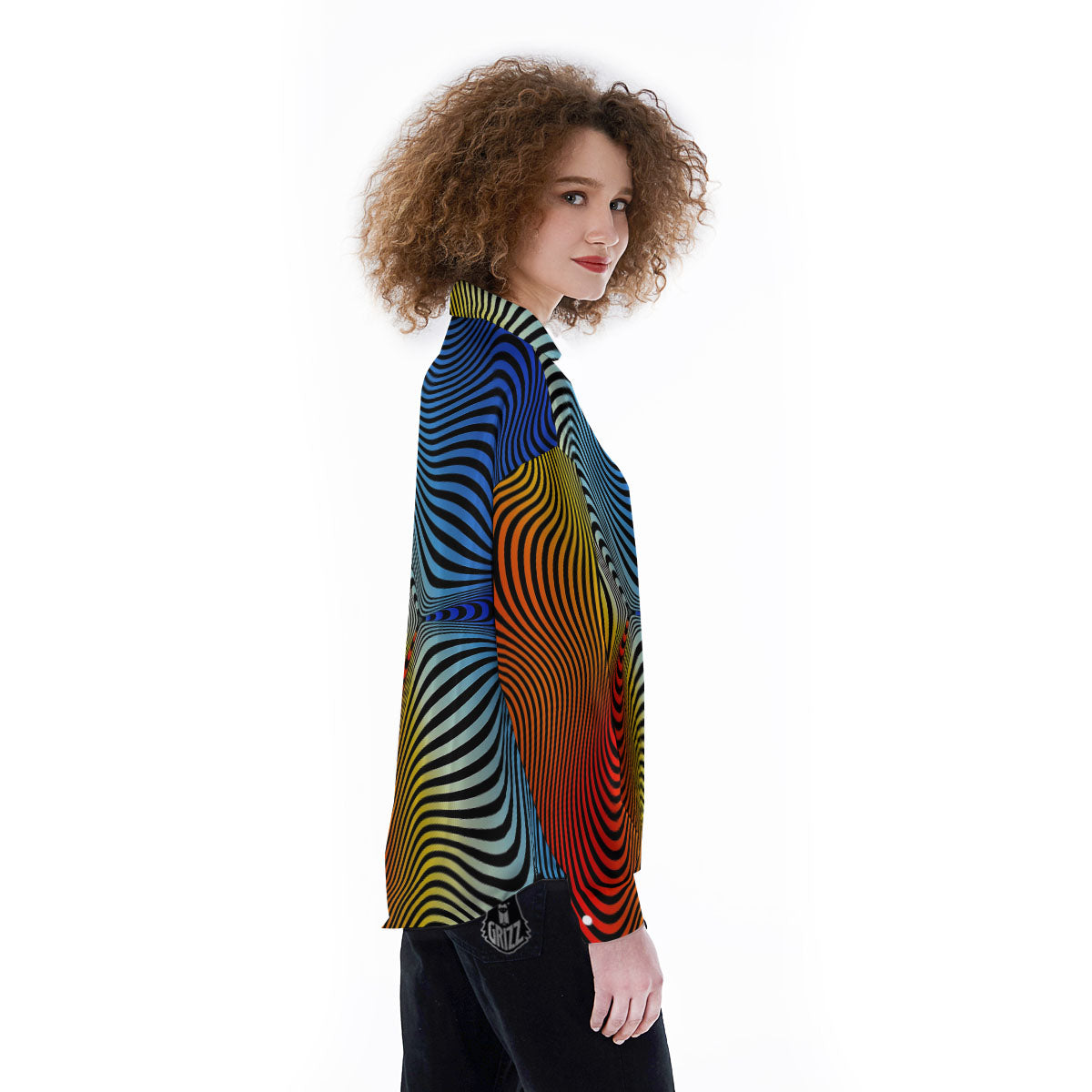 Psychedelic Optical Vibrant Illusion Women's Long Sleeve Shirts-grizzshop