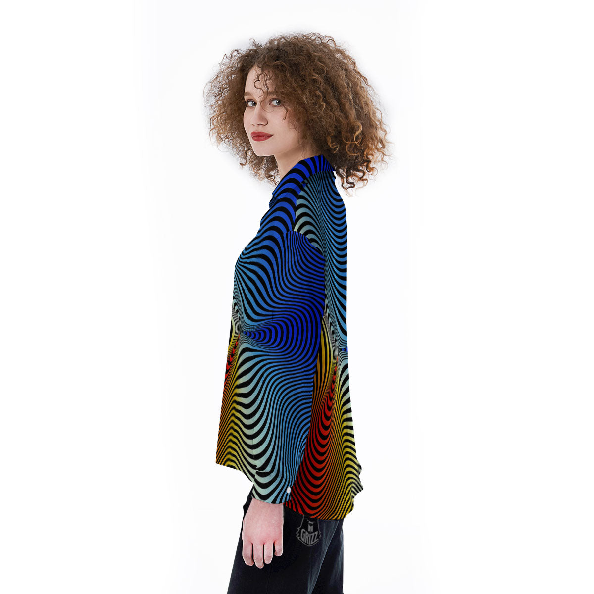 Psychedelic Optical Vibrant Illusion Women's Long Sleeve Shirts-grizzshop