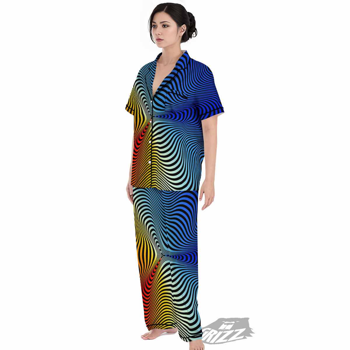 Psychedelic Optical Vibrant Illusion Women's Pajamas Set-grizzshop