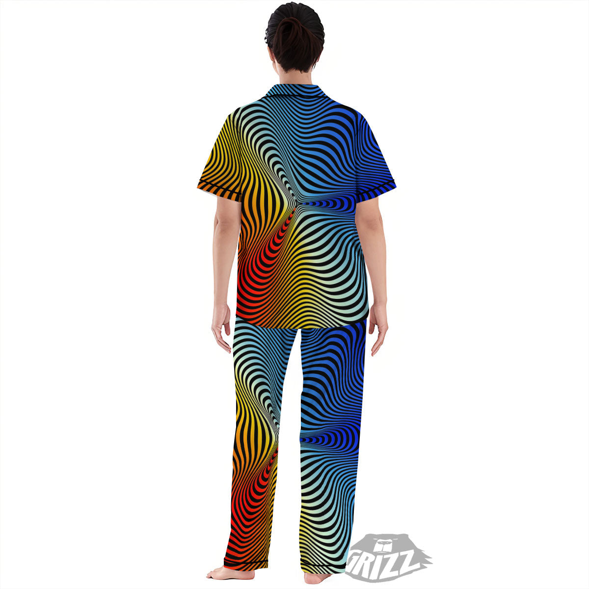 Psychedelic Optical Vibrant Illusion Women's Pajamas Set-grizzshop