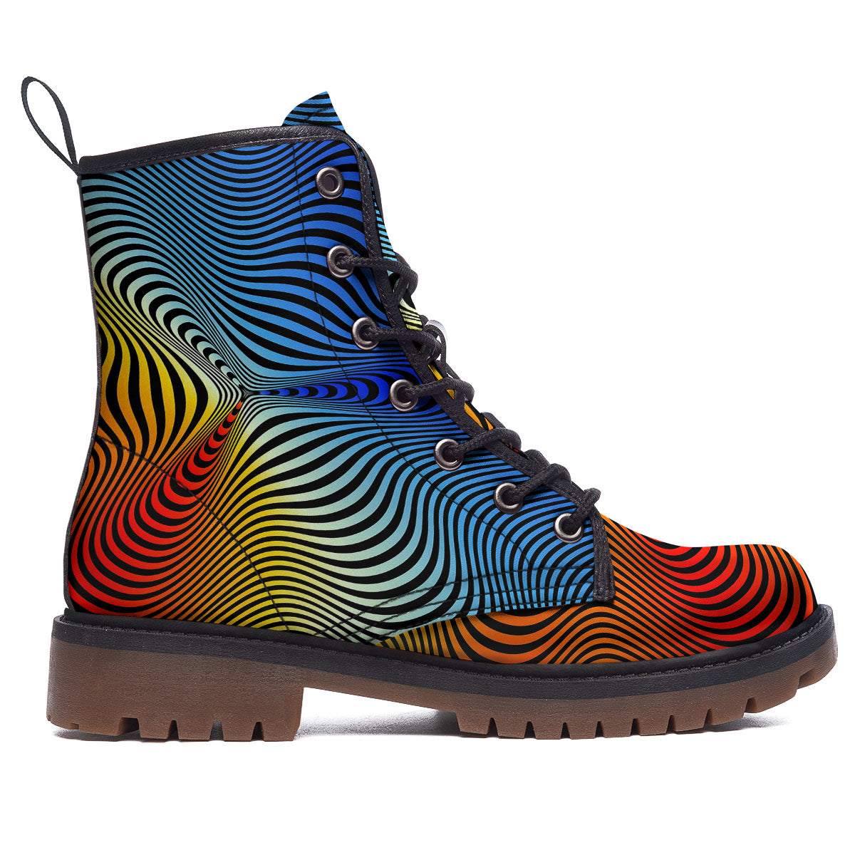 Psychedelic Optical Vibrant Illusion Work Boots-grizzshop