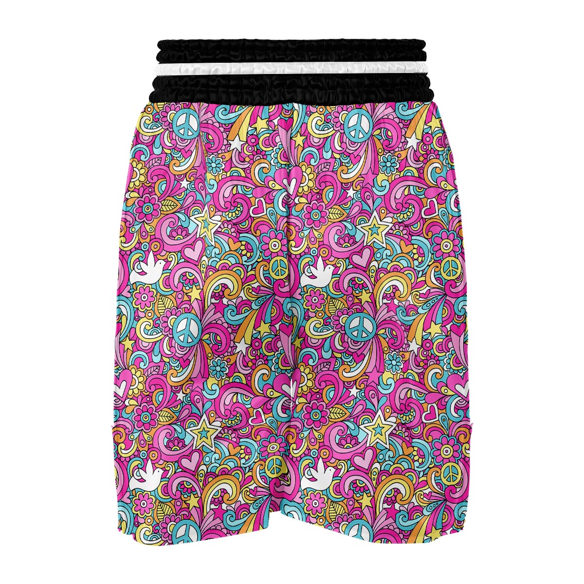 Psychedelic Pattern Print Boxing Shorts-grizzshop