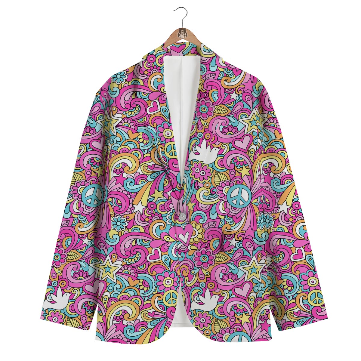 Psychedelic Pattern Print Men's Blazer-grizzshop