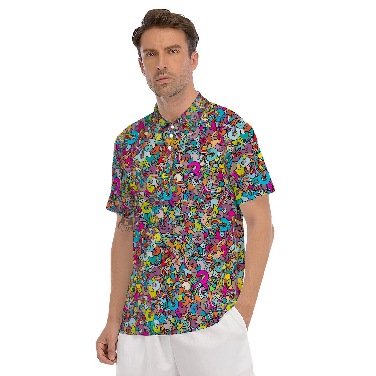 Psychedelic Print Men's Golf Shirts-grizzshop