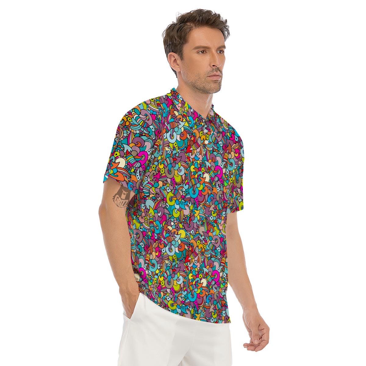 Psychedelic Print Men's Golf Shirts-grizzshop