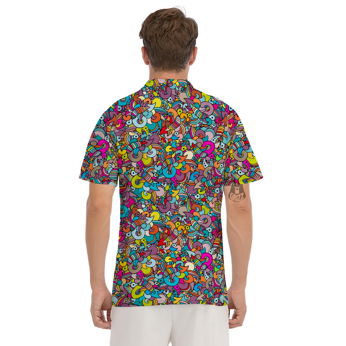 Psychedelic Print Men's Golf Shirts-grizzshop