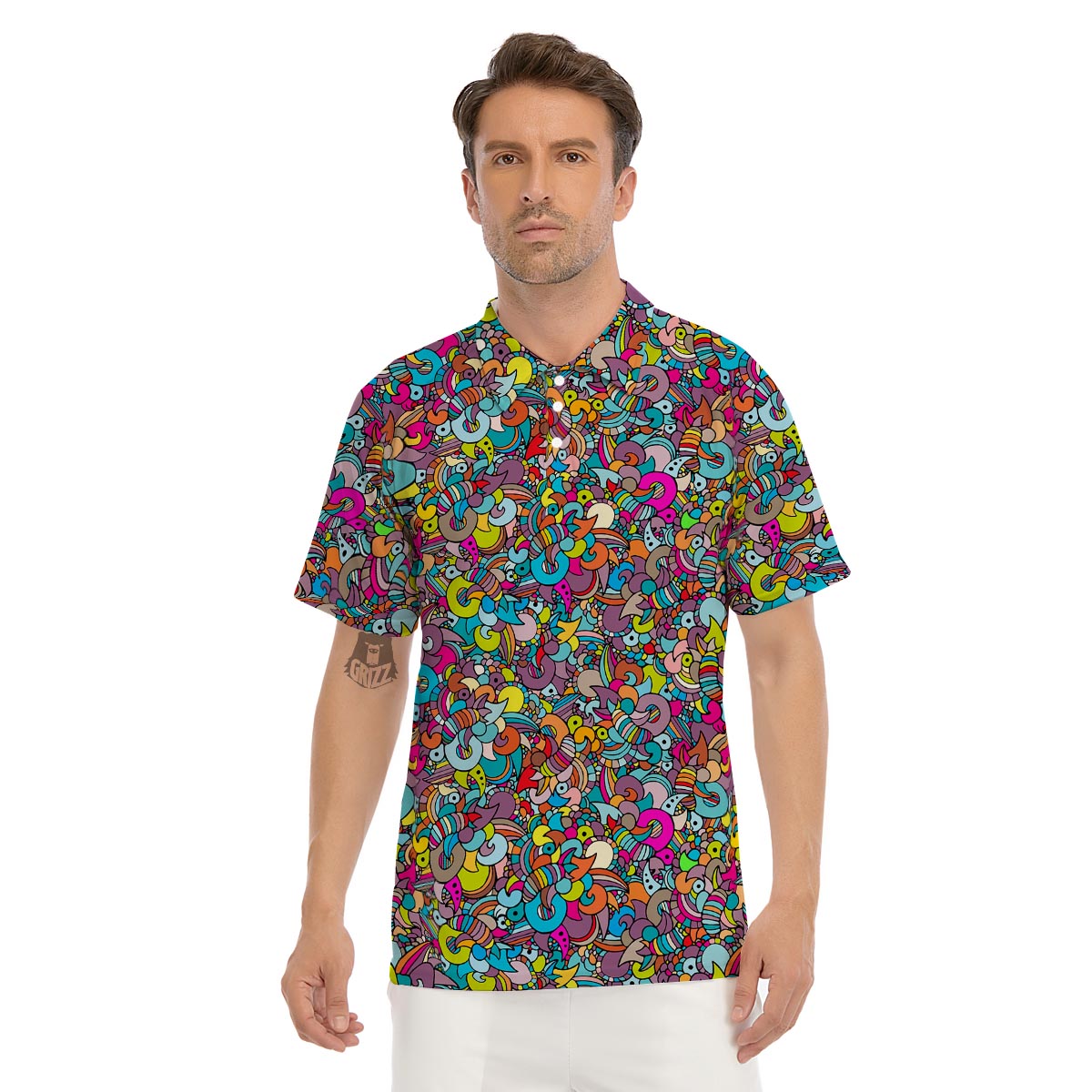Psychedelic Print Men's Golf Shirts-grizzshop