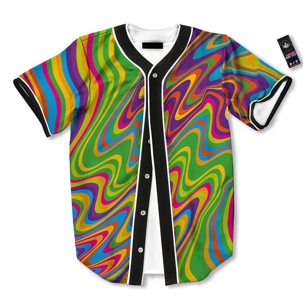 Psychedelic Rainbow Print Pattern Baseball Jersey-grizzshop