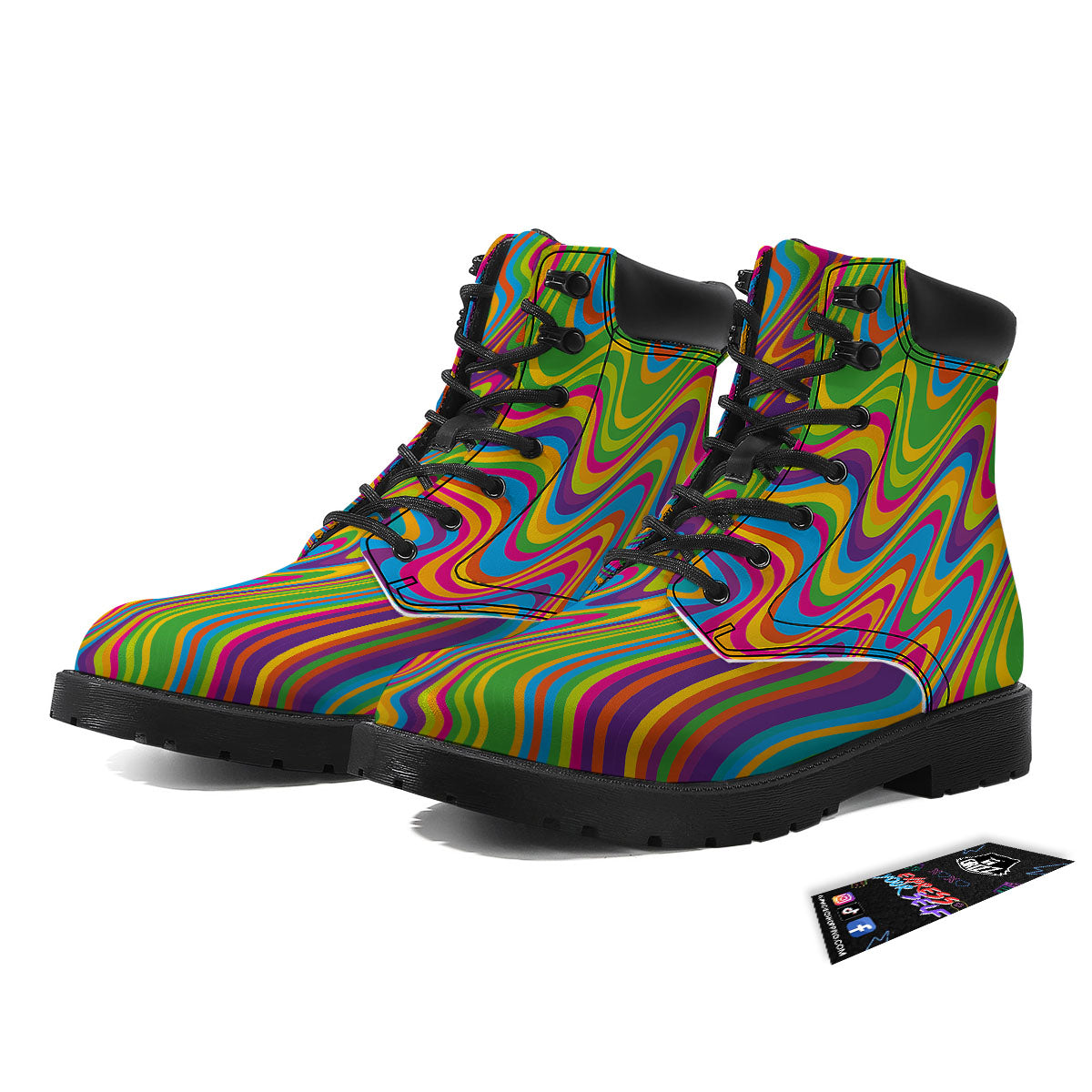 Psychedelic Rainbow Print Pattern Boots-grizzshop